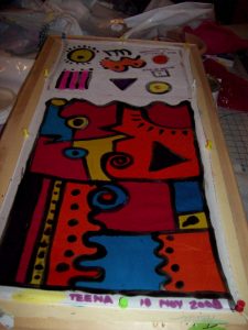 black outliner on silk painting